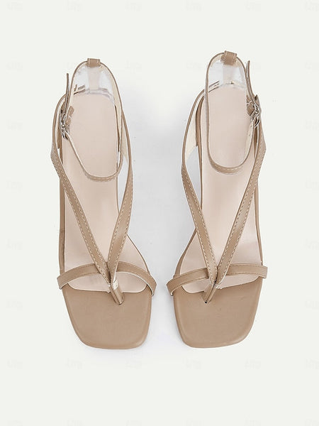 Elegant – White Strappy Sandals Stiletto Women's FashionChic