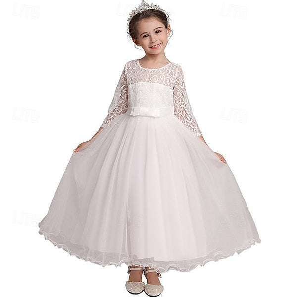 Girls' Flower Sleeve Kids Half Dress Girl Wedding FashionChic