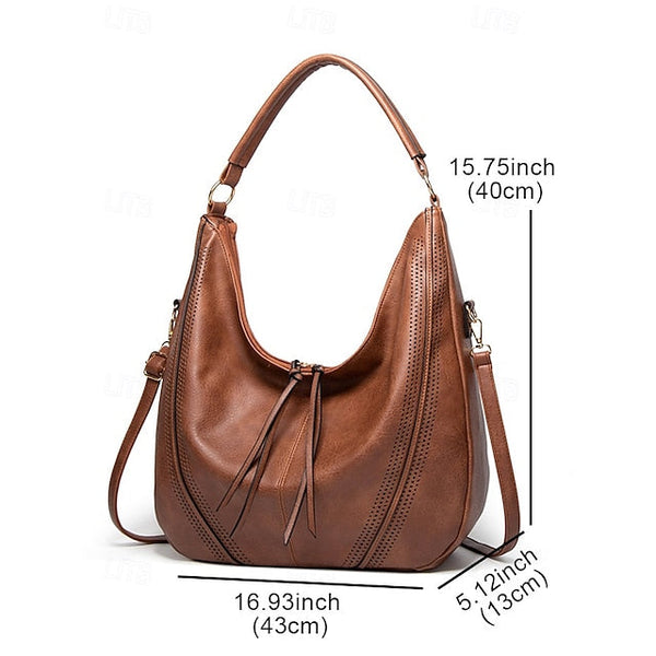Set Women's Leather Bag Hobo with Matching Wallet Faux FashionChic