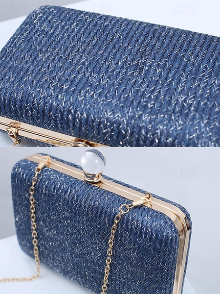 Straw Pearl Elegant Clutch Stylish with Purse - Clasp FashionChic