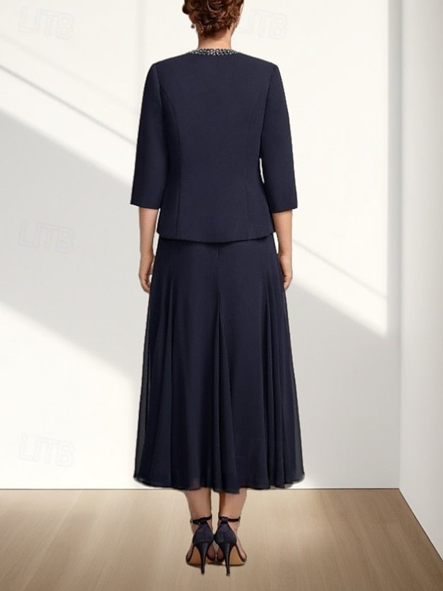 Two Mother Elegant the Wedding Guest Dress Piece A-Line Bride of FashionChic