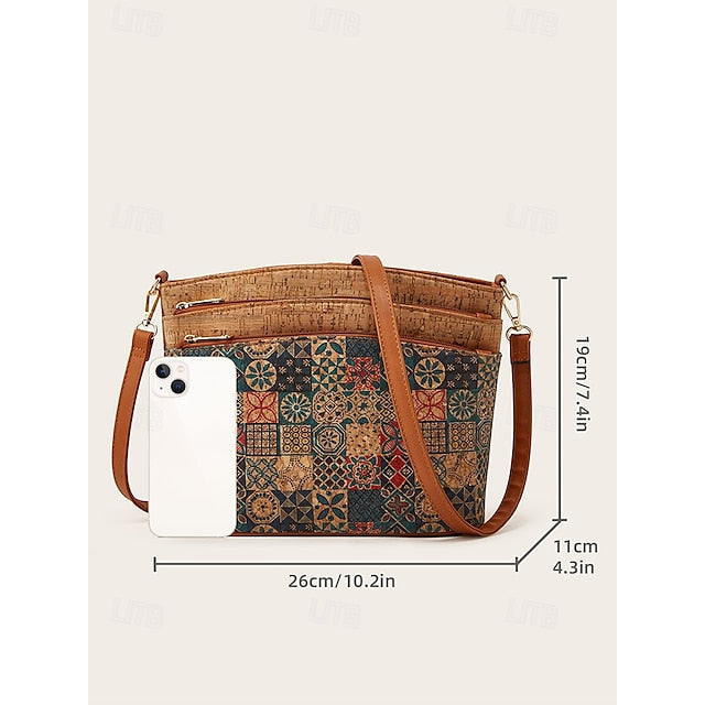 Geometric Patterns Vintage Boho Crossbody with - Lightweight Bag FashionChic