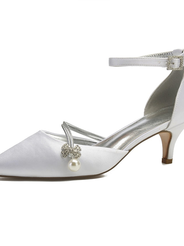 Heels Dark with Kitten and Women's Satin Blue Pearl FashionChic