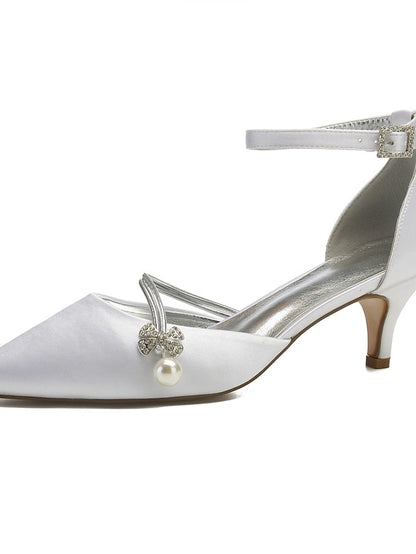 Heels Dark with Kitten and Women's Satin Blue Pearl FashionChic