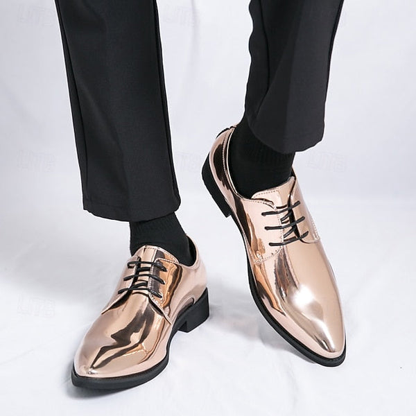 for Formal Green Glossy Men Lace-Up Shoes Patent Leather – FashionChic
