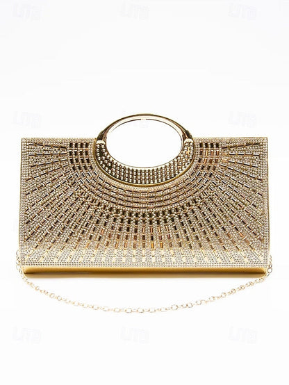 – Evening Gold Handle Glamorous with Round Clutch Crystal FashionChic