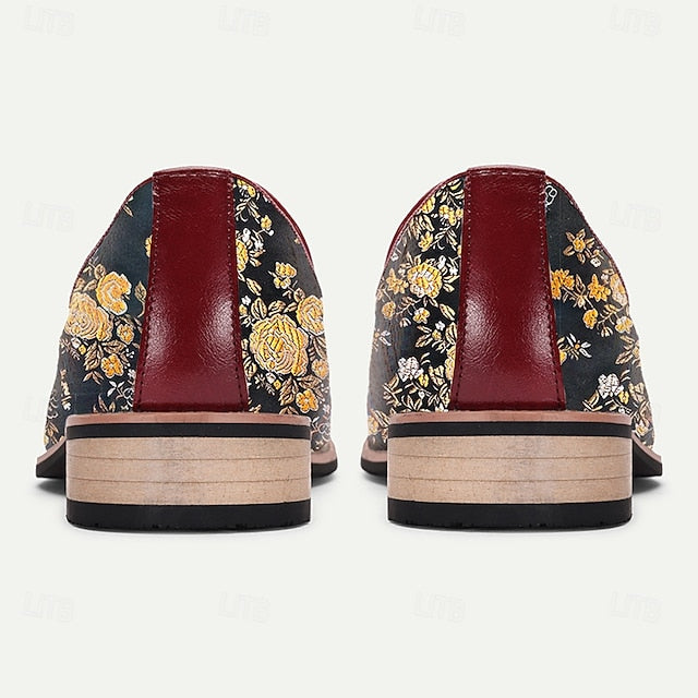 Jacquard for Tassels with Floral Men's Loafers Pattern FashionChic