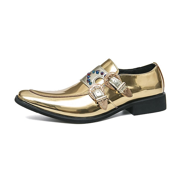 – Metallic Buckle Dress Men's Shoes Pink Fashion Loafers FashionChic
