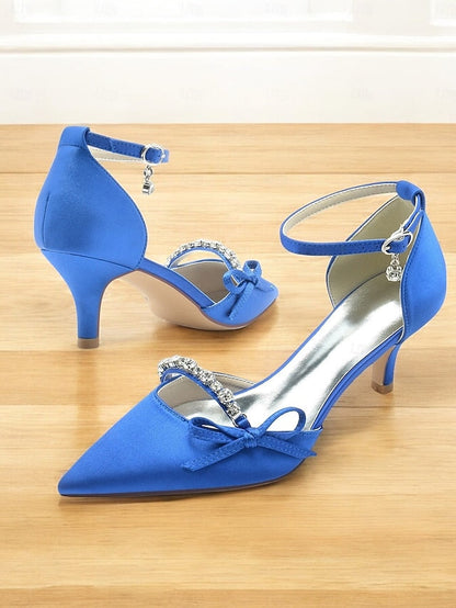 Pointed-Toe Wedding – Shoes Heel Elegant Kitten Women for FashionChic