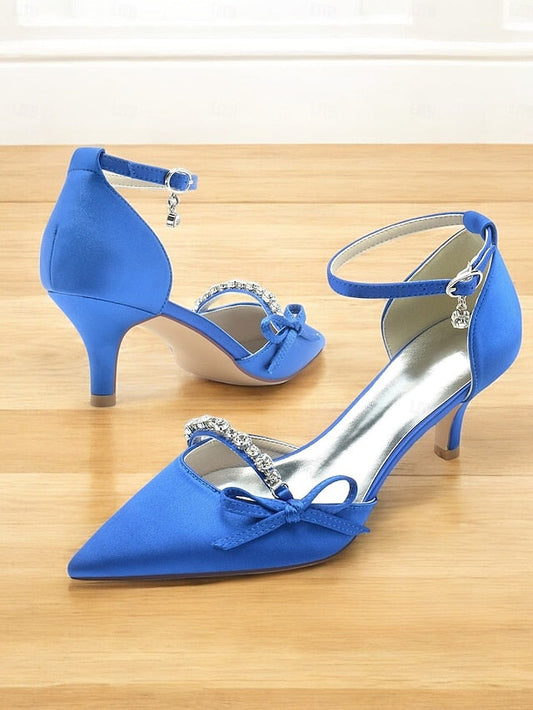 Pointed-Toe Wedding – Shoes Heel Elegant Kitten Women for FashionChic