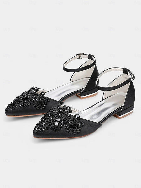 Flats – Green Embellished Vintage Gemstone Pointed-Toe Style FashionChic