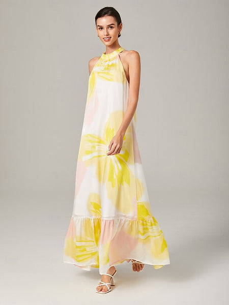 Super loose A-line summer vacation halter dress