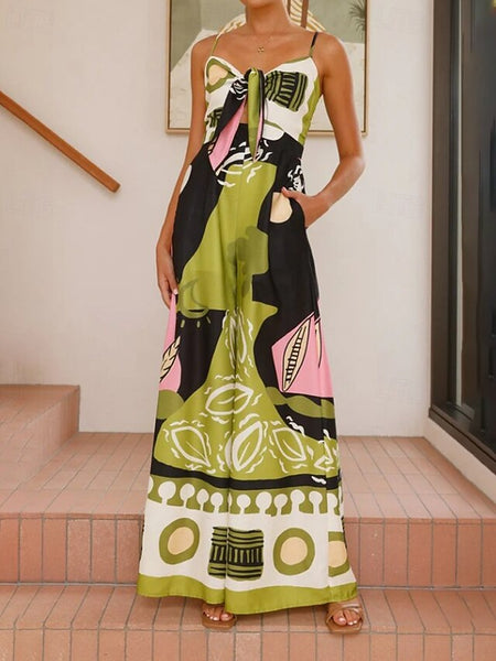 Women's Normal Jumpsuit Streetwear Floral Sleeveless V Neck