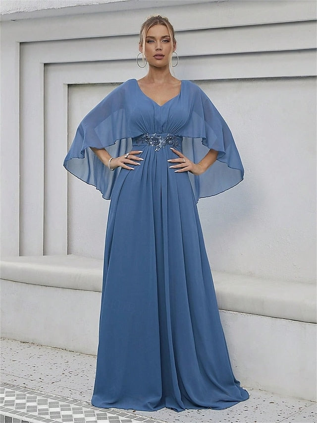 Mother V of Floor the Neck Bride Party Dress Elegant FashionChic