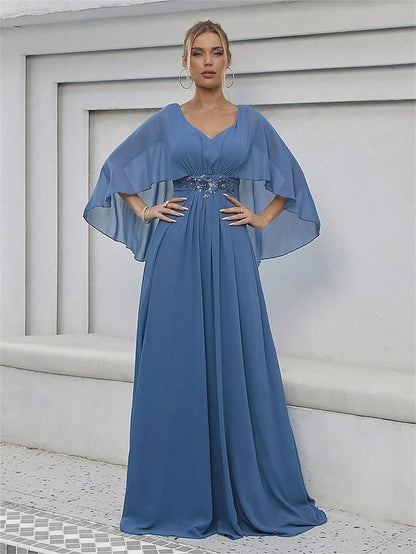 Mother V of Floor the Neck Bride Party Dress Elegant FashionChic