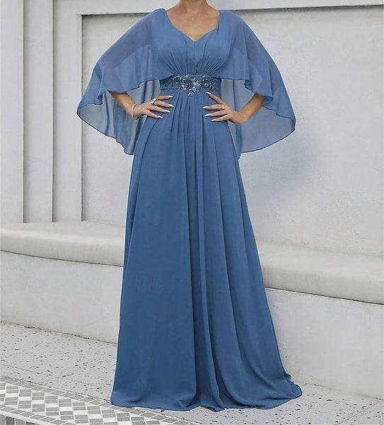 of Mother Dress the Floor Neck Bride Elegant V Party FashionChic