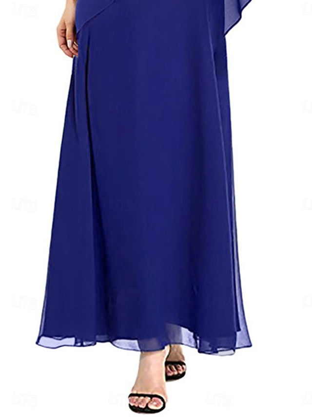 Simple Elegant A-Line Neck Square Dress Mother Bride the of FashionChic