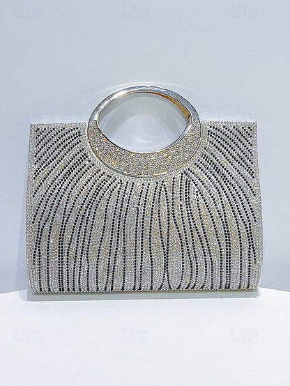 Evening Bag Clutch – Round Rhinestone with Women's Handle FashionChic