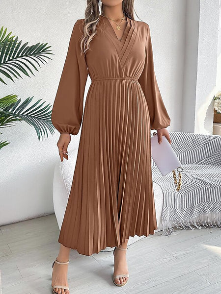 Women's Work Dress Satin A Line Dress Fashion Office Long