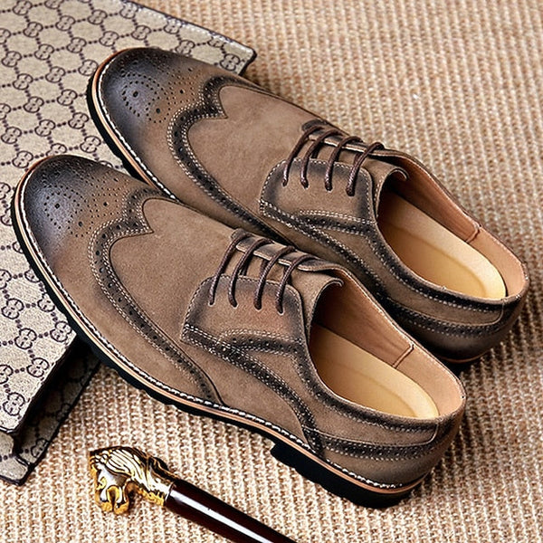 Brogue Brown Vintage Lace-Up Derby Men's Dress – Shoes FashionChic