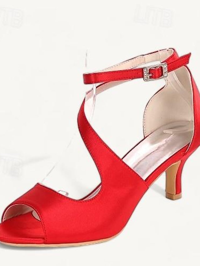 Kitten Wedding Shoes Women's Heel Bridal Buckle Open FashionChic