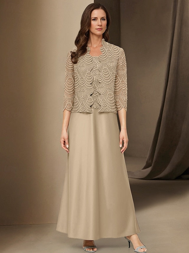 Simple Elegant Casual Mother Bride Piece 3 of Dress the A-Line FashionChic