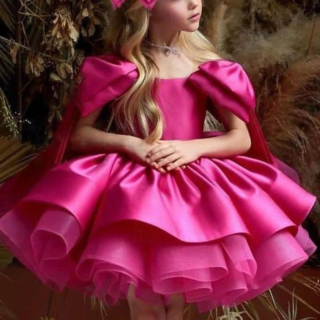 Color Party Dress Flower Kids Girls' Girl Solid FashionChic