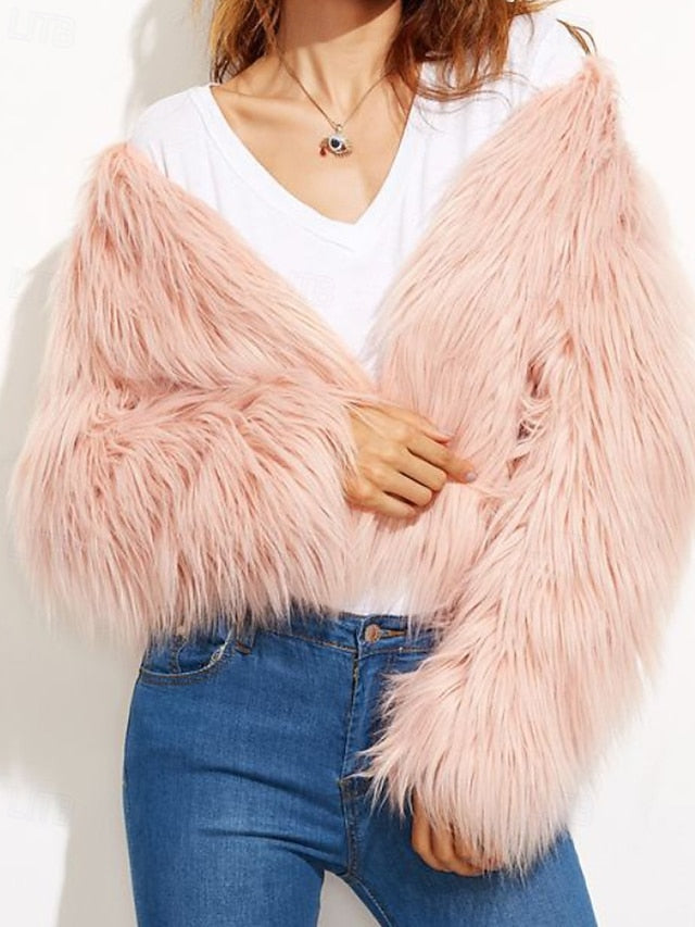 Comfortable Furs Faux Fur Warm Leathers Coat Women's FashionChic