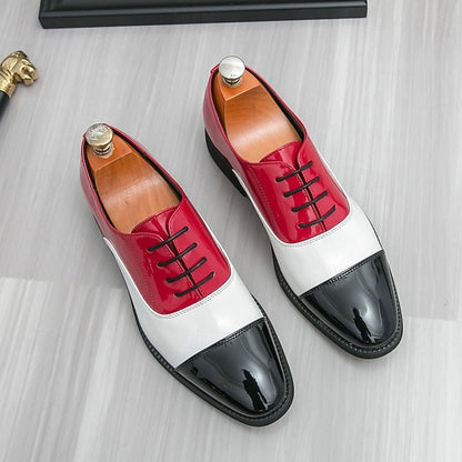 Dress Blue Men's White and Polished Oxford Shoes with FashionChic