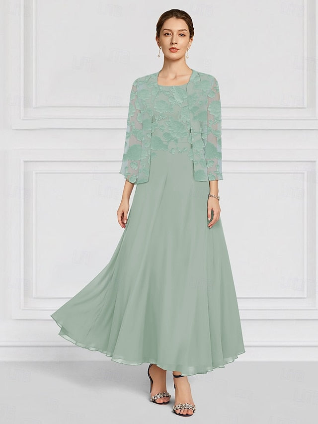 SkyBurnt Bride Lace Out A-Line the Piece of Floral Mother Two FashionChic