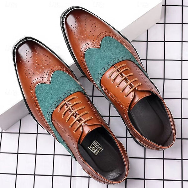 Brown – Wingtip Two-Tone Shoes Green and Men's in Oxford FashionChic