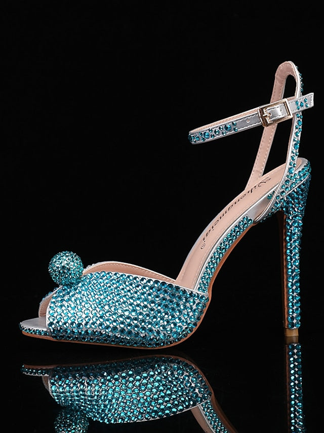 Sandals Rhinestone Embellished Stiletto Women's Heel with FashionChic