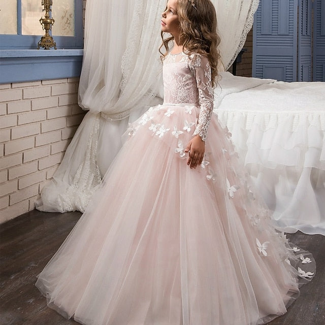 Color Kids Party First Dress Solid Communion Girls' FashionChic