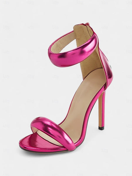 Ankle Women Fuchsia for Stiletto Heels - Metallic Strap FashionChic
