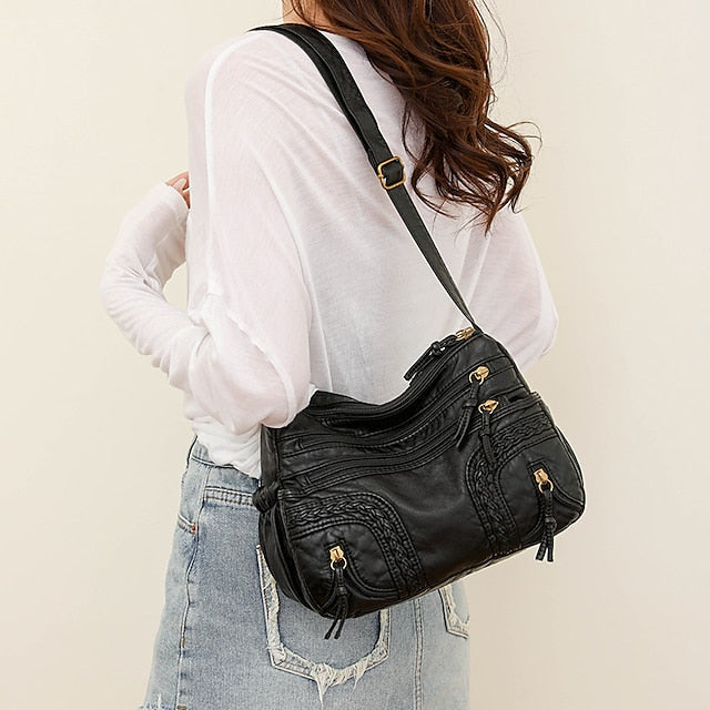 Leather Women's Faux Shoulder Brown Vintage Bag – Boho FashionChic