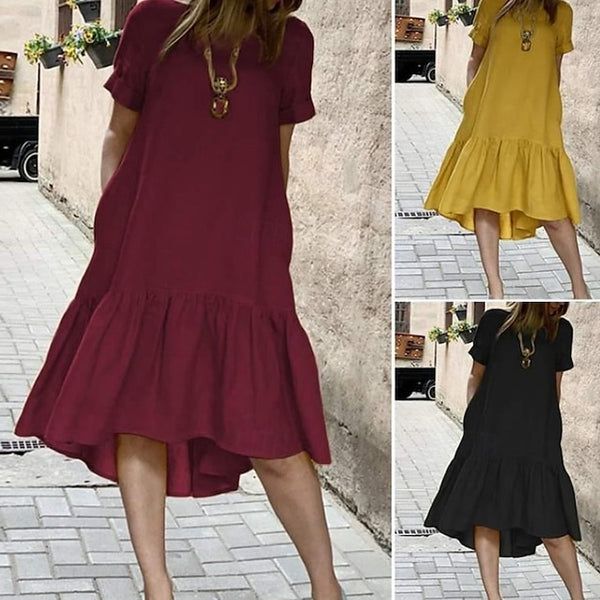 Women's Midi Dress Casual Dress Peplum Dresses Classic