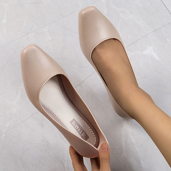 Heel Low Slip-On Pumps Black Classic Women's Toe – Round FashionChic