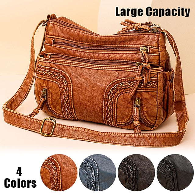 Leather Women's Faux Shoulder Brown Vintage Bag – Boho FashionChic