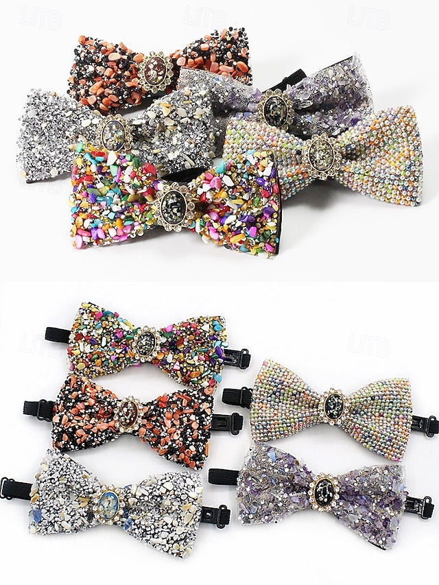 with Luxury Strap Men's – Tie Gemstone Adjustable Bow FashionChic