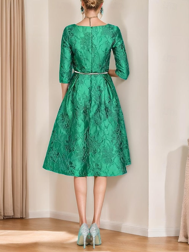 A-Line Elegant Tea V Bride of the Minimalist Dress Mother Neck FashionChic