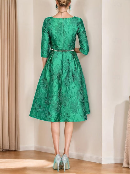 A-Line Elegant Tea V Bride of the Minimalist Dress Mother Neck FashionChic