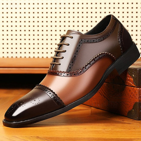 Brogue Black Shoes Brown Men's Faux and – Two-Tone FashionChic