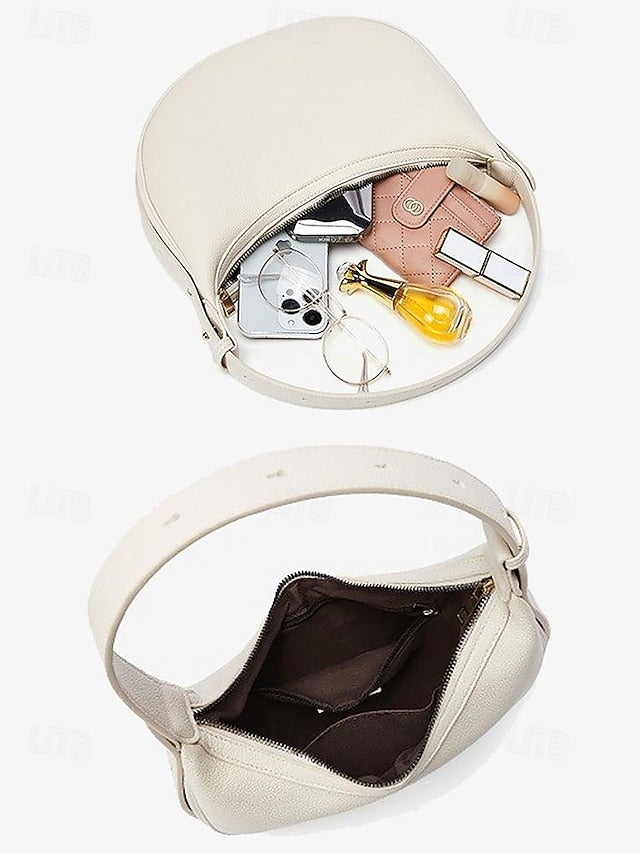 - Shoulder White Stylish Women's Elegant Crescent Bag FashionChic