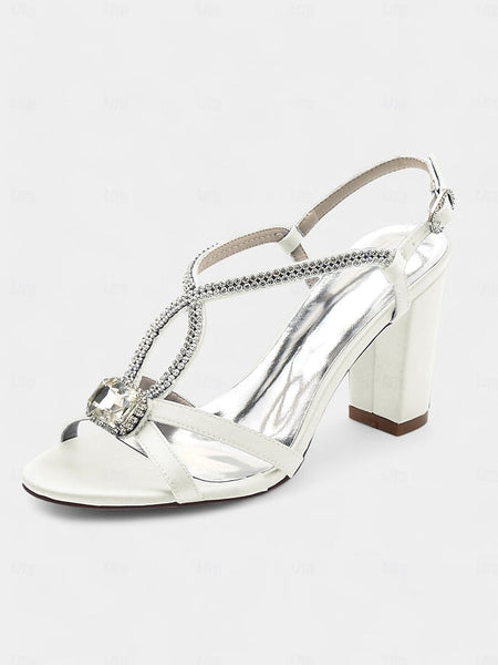 Women's Blue Rhinestone – Elegant Sandals Satin Royal FashionChic