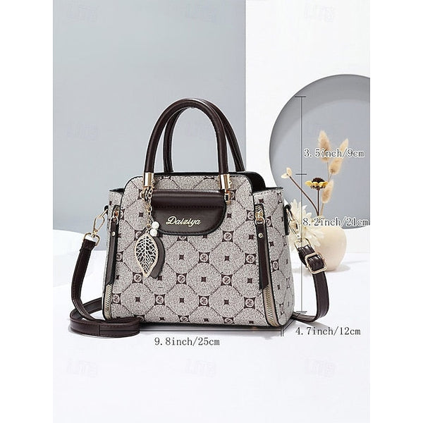 Accents Elegant Faux with Red Women's and Leather Handbag FashionChic