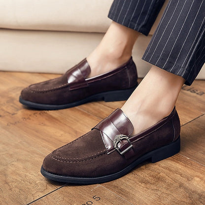 Patent and Leather Men's Loafers Strap Metal with Suede FashionChic