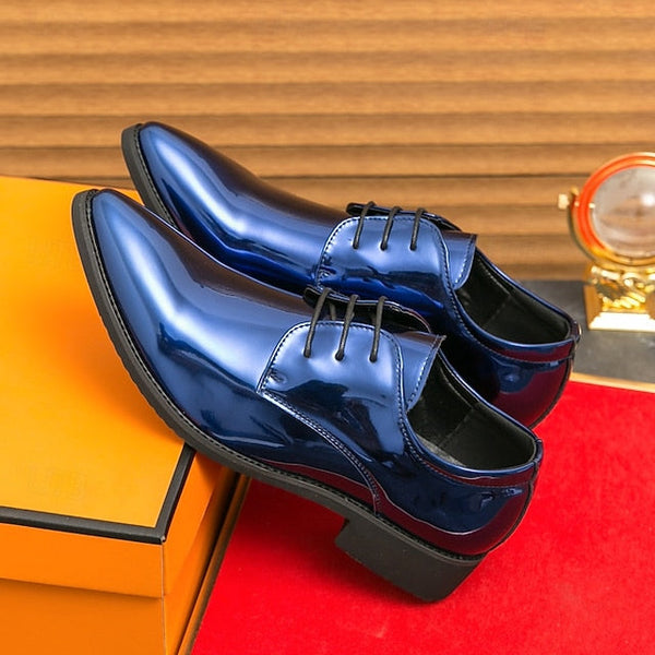 for Formal Green Glossy Men Lace-Up Shoes Patent Leather – FashionChic