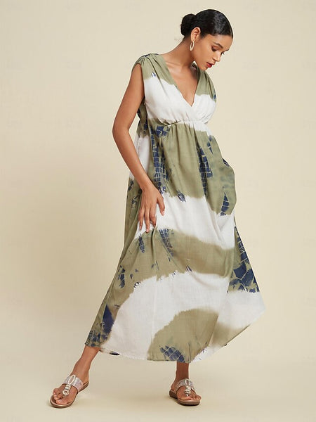 Tie-dye Printed Sleeveless Maxi Dress