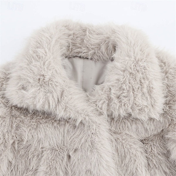 Fur Comfortable Women's Warm Coat Buttons Faux Furs FashionChic