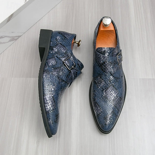 Formal Brown Print Snake Shoes Strap Monk Men Classic – for FashionChic